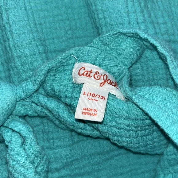 Cat & Jack teal smocked maxi dress with straps. Open back adjust w/ ties. Large - Picture 4 of 5